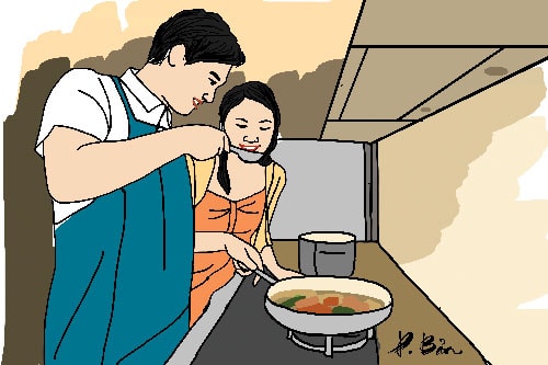 Khi chồng làm việc nhà